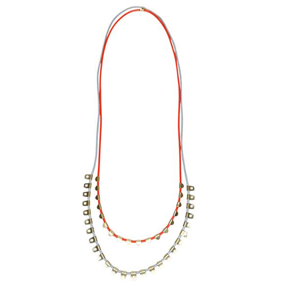 India Hicks The Sea Cord Grey & Orange Necklace Bundle Set of 2 - Picture 1 of 8